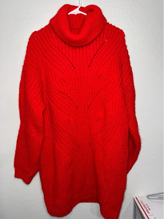 Mango Sweaters - Mango Size Large Red Sweater Turtle Neck Sweater Dress NWT